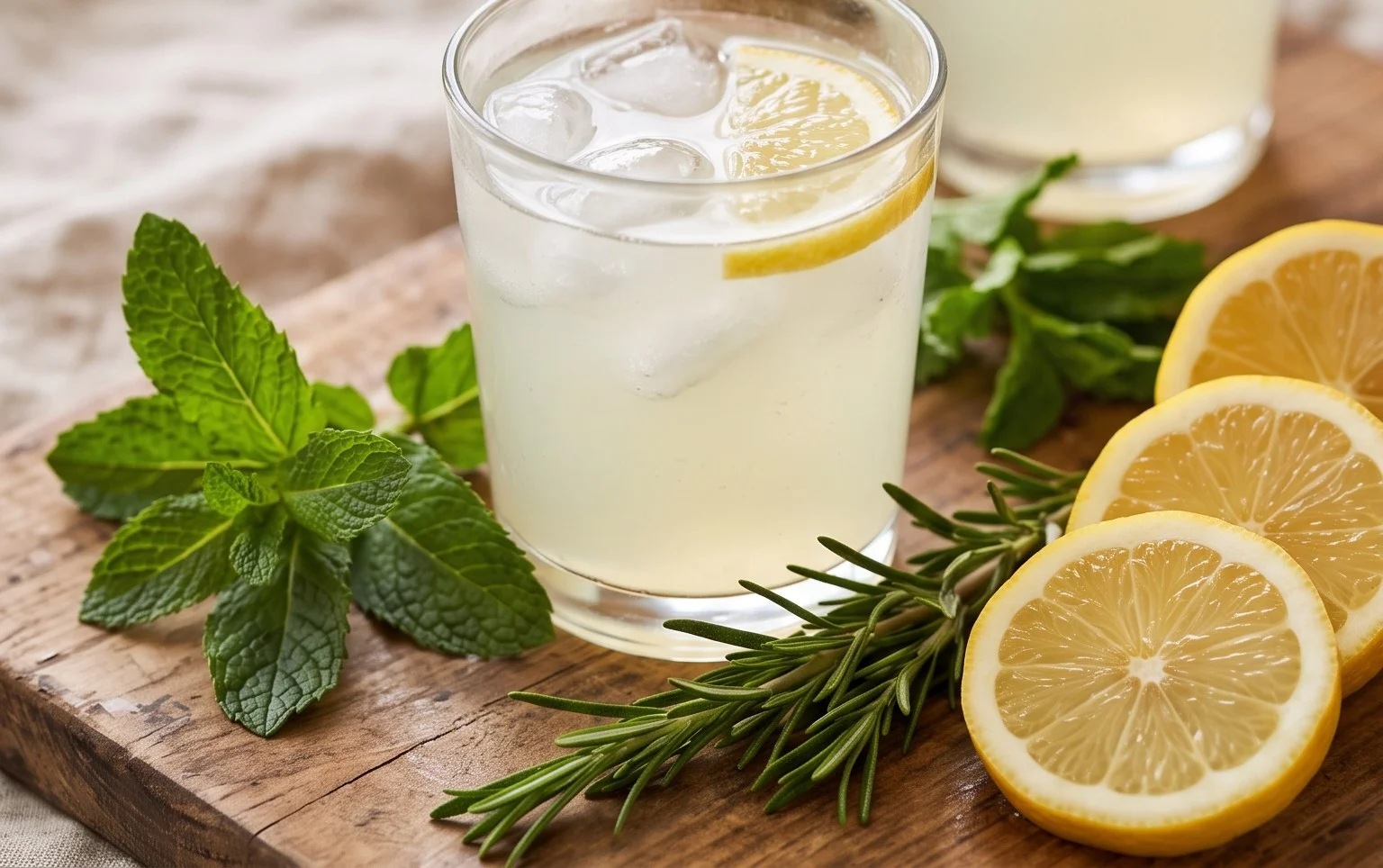 Mint and Rosemary Lemonade with Vanilla